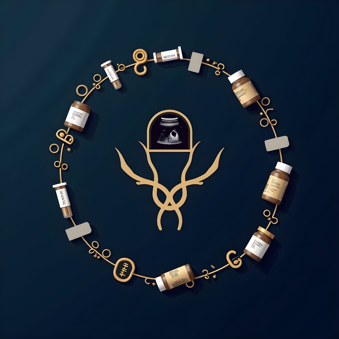 Symboliczna ilustracja badań — leki, USG, diagnostyka