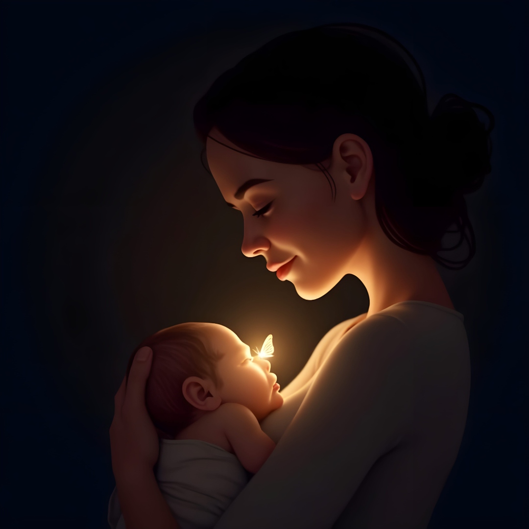 Mama z noworodkiem — motyl tarczycy między nimi